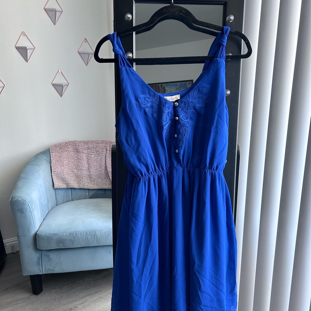 Blue Chiffon with Gold Buttons